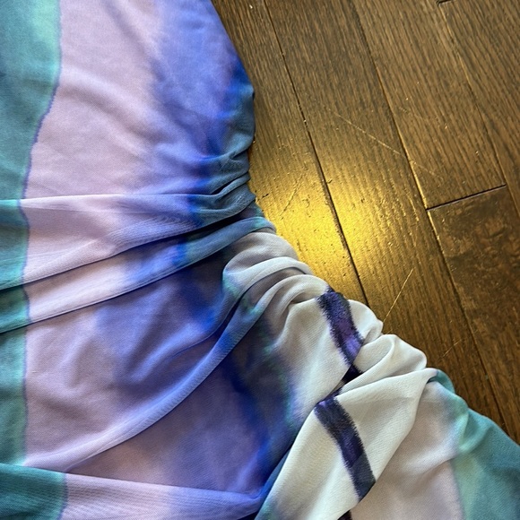 Zara Printed Tulle Mesh Halter Top Open Back Bodycon Midi Dress - Picture 12 of 15